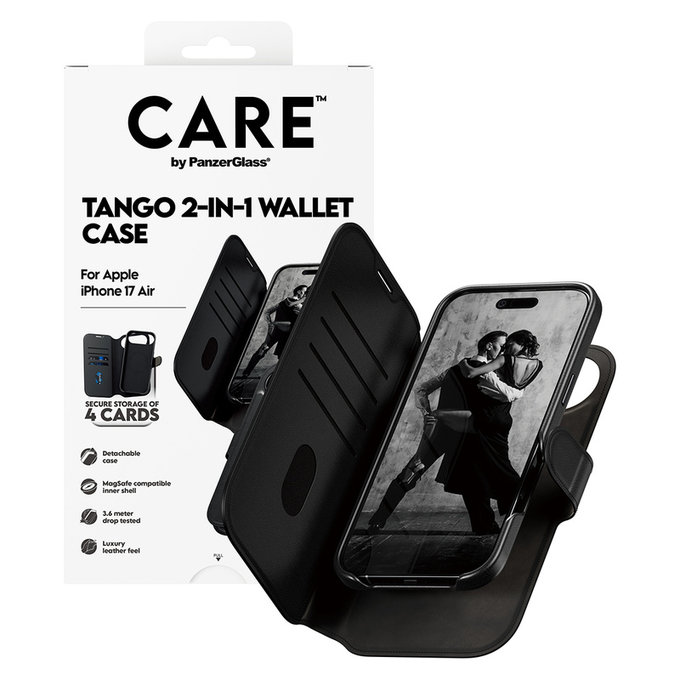 Θήκη Wallet Tango Two-In-One με MagSAFE by PanzerGlass για iPhone Air, Μαύρο, PanzerGlass