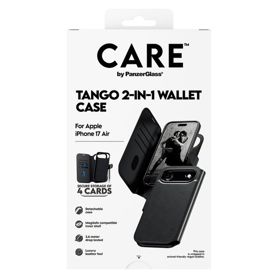 Θήκη Wallet Tango Two-In-One με MagSAFE by PanzerGlass για iPhone Air, Μαύρο, PanzerGlass