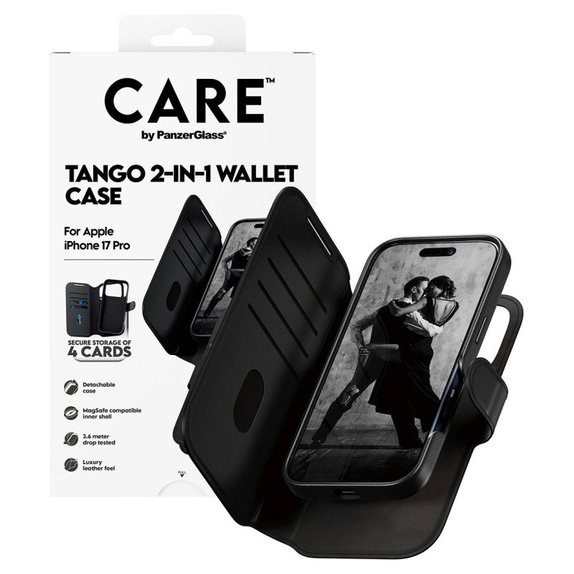Θήκη Wallet Tango Two-In-One με MagSafe για iPhone 17 Pro, Μαύρο, CARE