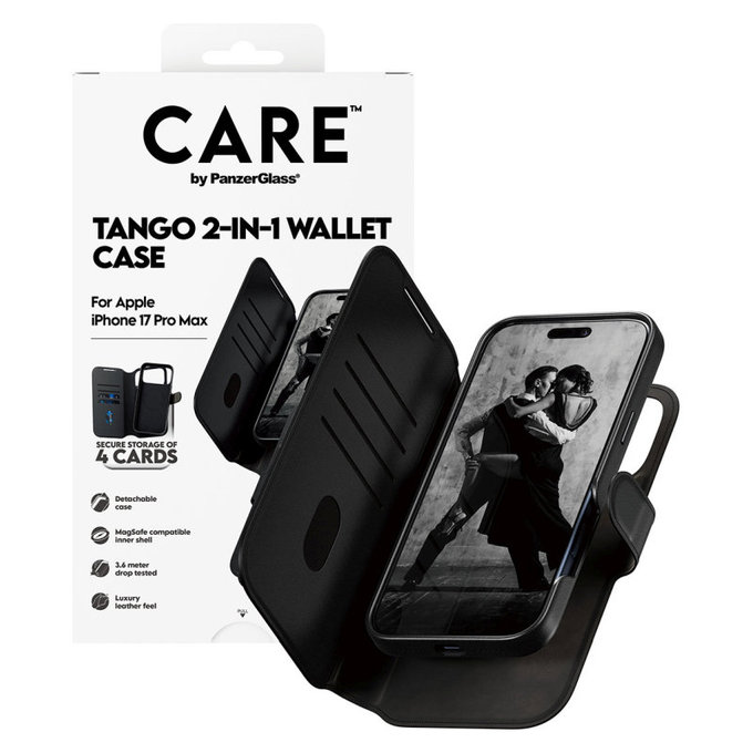 Θήκη Wallet Tango Two-In-One με MagSafe για iPhone 17 Pro Max, Μαύρο, PanzerGlass