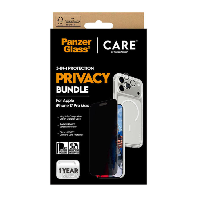 Bundle 3 σε 1 Privacy για iPhone 17 Pro Max, PanzerGlass