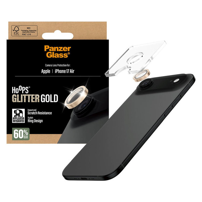 Προστατευτικό φακού κάμερας Hoops για iPhone 17 Air, Glitter Gold, PanzerGlass