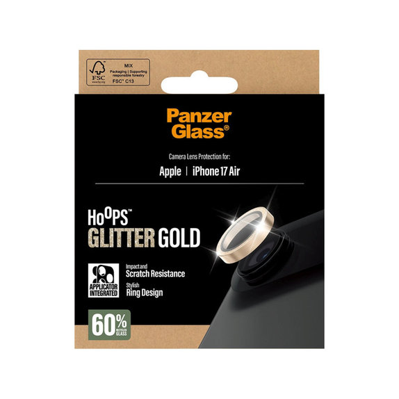 Προστατευτικό φακού κάμερας Hoops για iPhone 17 Air, Glitter Gold, PanzerGlass