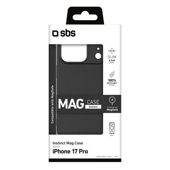 SBS - Θήκη Instinct Mag συμβατή με MagSafe για iPhone 17 Pro, μαύρη