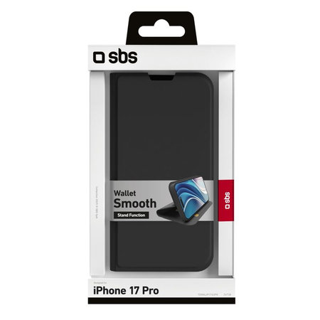 SBS - Θήκη Book Wallet Smooth για iPhone 17 Pro, μαύρη