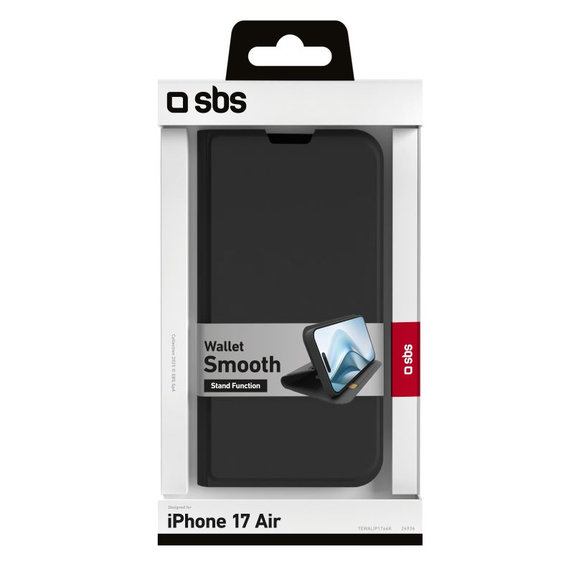 SBS - Θήκη Book Wallet Smooth για iPhone Air, μαύρη