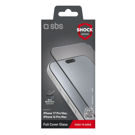 SBS - Σκληρό γυαλί Full Cover για iPhone 17 Pro Max/16 Pro Max, μαύρο