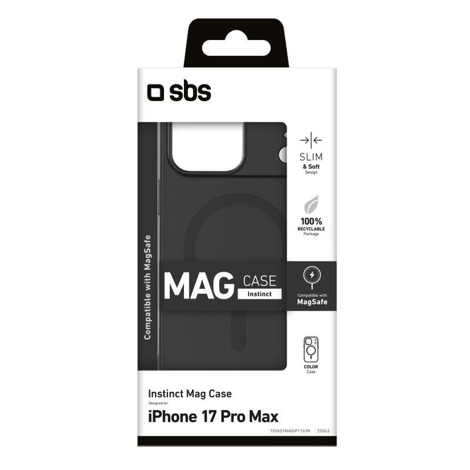 SBS - Θήκη Instinct Mag συμβατή με MagSafe για iPhone 17 Pro Max, μαύρη