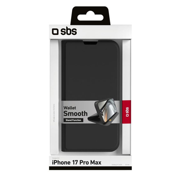 SBS - Θήκη Book Wallet Smooth για iPhone 17 Pro Max, μαύρη