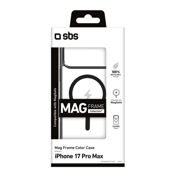 SBS - Θήκη Mag Frame συμβατή με MagSafe για iPhone 17 Pro Max, μαύρη
