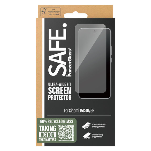 Σκληρυμένο γυαλί UWF για Xiaomi 15C 5G, Μαύρο, SAFE by PanzerGlass