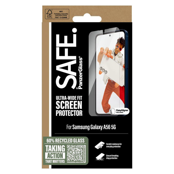Σκληρυμένο γυαλί UWF με εφαρμογέα για Samsung Galaxy A56 5G, Διάφανο, SAFE by PanzerGlass