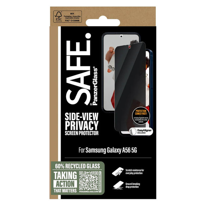 Σκληρυμένο γυαλί UWF Privacy για Samsung Galaxy A56 5G, Μαύρο, SAFE by PanzerGlass