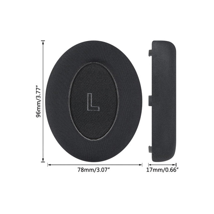 Ανταλλακτικά Earpads Ακουστικών για Bose QC Ultra, Αφρός Μνήμης + Ύφασμα + Δέρμα, Μαύρο, Black, Ψυκτικό Τζελ, 1 Ζεύγος