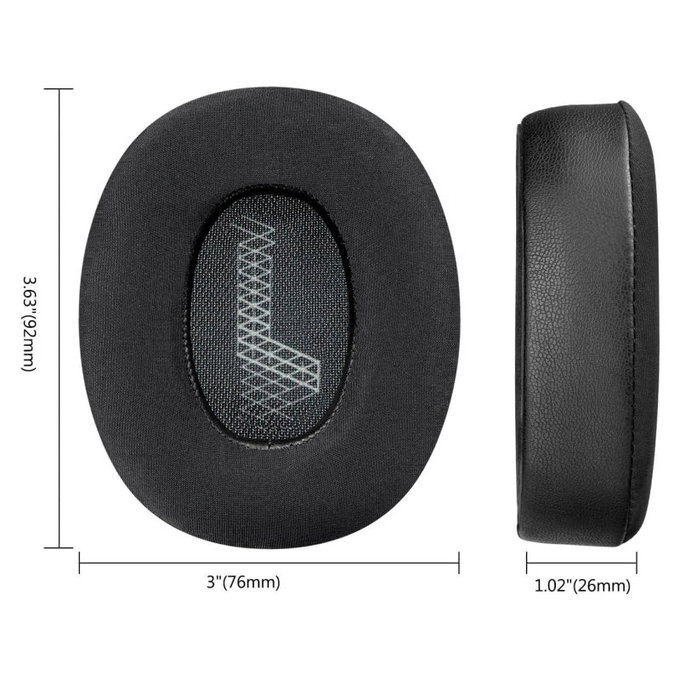 Ανταλλακτικά Earpads Ακουστικών για JBL Live 650, 660, E65, Αφρός Μνήμης + Δέρμα+ Ύφασμα, Μαύρο, Black, Ψυκτικό Τζελ, 1 Ζεύγος