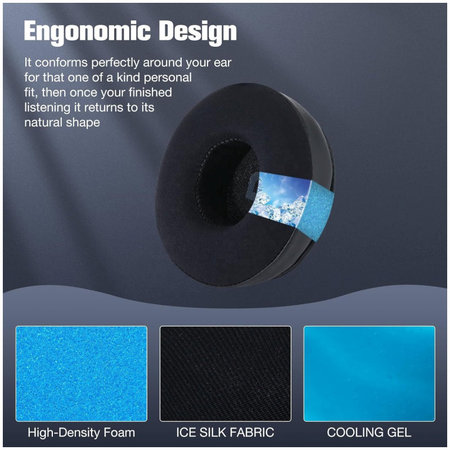 Ανταλλακτικά Earpads Ακουστικών για JBL JR300, T450BT, T500BT, T600, Αφρός Μνήμης + Δέρμα + Ύφασμα, Μαύρο, Black, Ψυκτικό Τζελ, 1 Ζεύγος