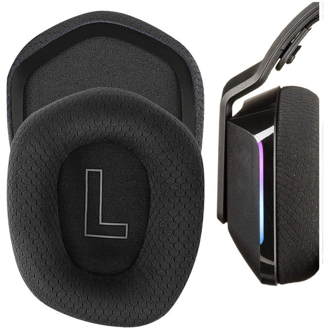 Ανταλλακτικά Earpads Ακουστικών για Logitech G335, G733, Αφρός Μνήμης + Ύφασμα, Μαύρο, Black, 1 Ζεύγος