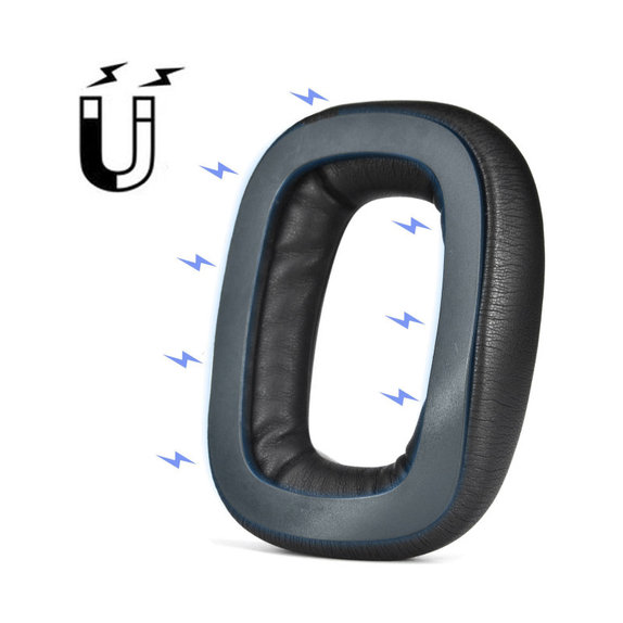 Náhradné Náušníky s Magnetom pre Logitech Astro A30, Αφρός Μνήμης + PU Δέρμα, Μαύρο, Black, 1 Ζεύγος
