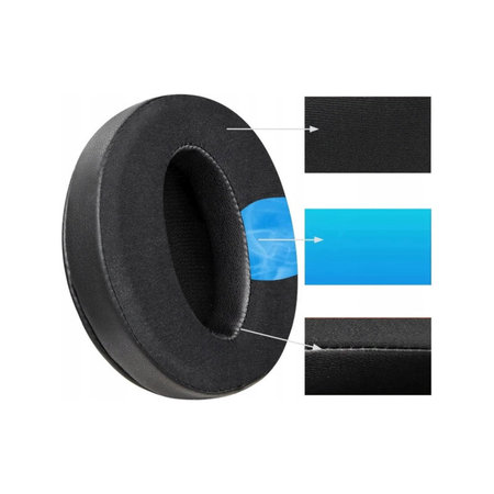 Ανταλλακτικά Earpads Ακουστικών για Sennheiser HD4.50, Αφρός Μνήμης + Ύφασμα + Δέρμα, Μαύρο, Black, Ψυκτικό Τζελ, 1 Ζεύγος