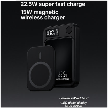 MagSafe PowerBank 5000mAh με οθόνη LED | μαύρο | FixPremium