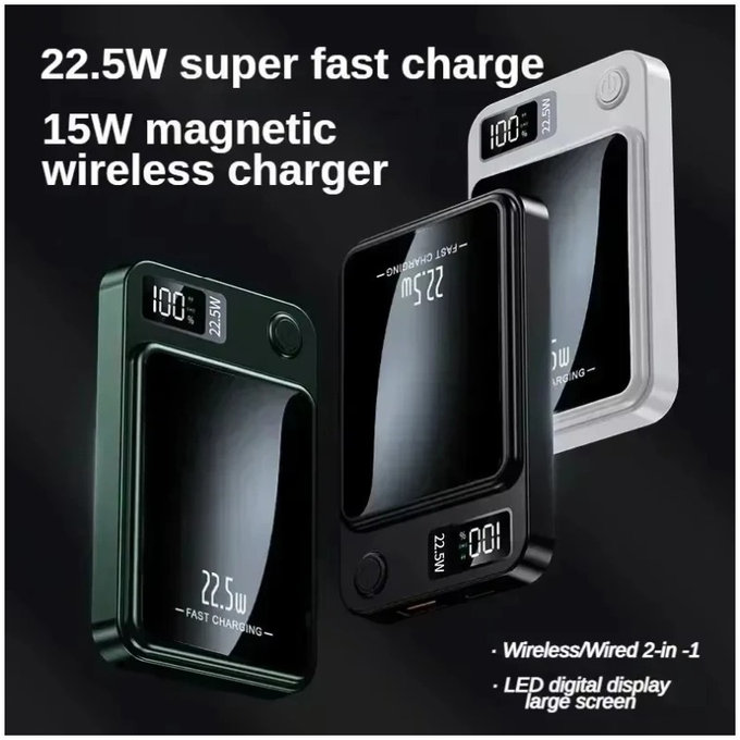 MagSafe PowerBank 5000mAh με οθόνη LED | μαύρο | FixPremium