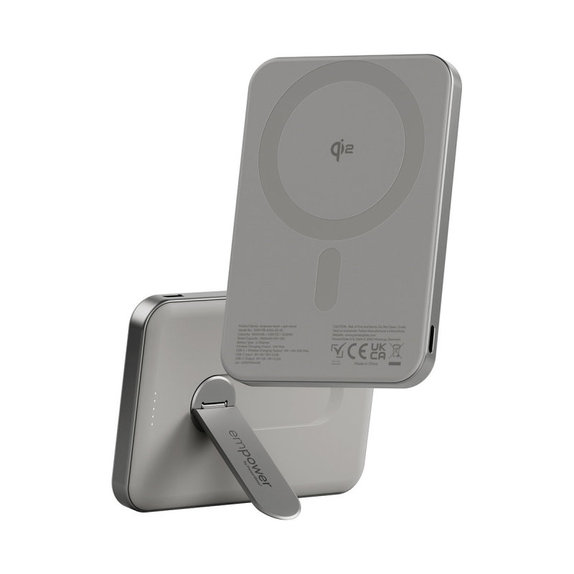 Ασύρματο PowerBank 5000 mAh, με περιστρεφόμενη βάση 20 W, συμβατό με MagSafe, Qi2/USB-C, Τιτάνιο, empower
