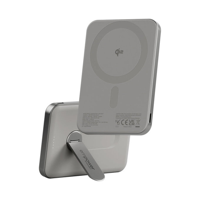 Ασύρματο PowerBank 5000 mAh, με περιστρεφόμενη βάση 20 W, συμβατό με MagSafe, Qi2/USB-C, Τιτάνιο, empower