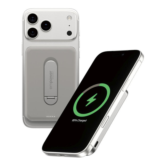 Ασύρματο PowerBank 5000 mAh, με περιστρεφόμενη βάση 20 W, συμβατό με MagSafe, Qi2/USB-C, Τιτάνιο, empower
