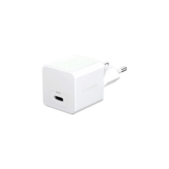 Αντάπτορας ταξιδιού Grand Prix USB-C, GaN, 30 W PD, ασημί-λευκό, empower