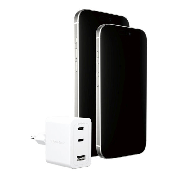 Ταξιδιωτικός αντάπτορας Grand Prix 2x USB-C/USB-A, GaN, 70 W PD, Ασημί-λευκό, empower