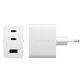 Ταξιδιωτικός αντάπτορας Grand Prix 2x USB-C/USB-A, GaN, 70 W PD, Ασημί-λευκό, empower