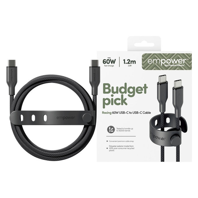 Καλώδιο USB-C, 60 W, Racing, 1, 2 m, Space Black, empower