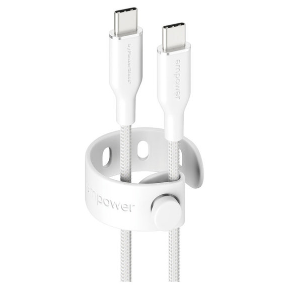 Καλώδιο USB-C, 60 W, Racing, 1,2 m, ασημί-λευκό, empower