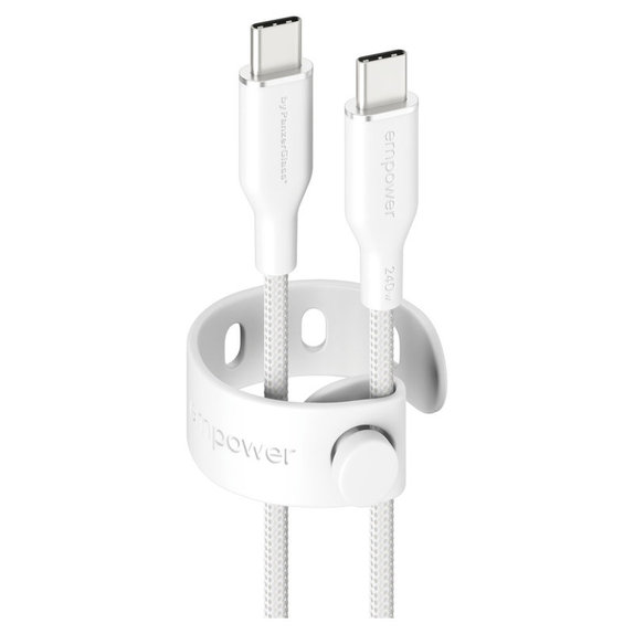 Καλώδιο USB-C, 240 W, Racing, 1,2 m, ασημί-λευκό, empower