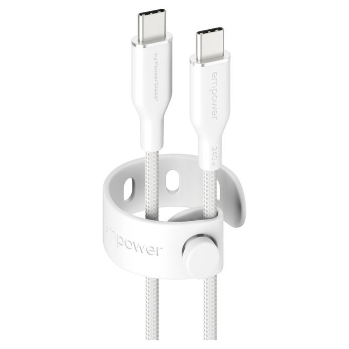 Καλώδιο USB-C, 240 W, Racing, 1,2 m, ασημί-λευκό, empower