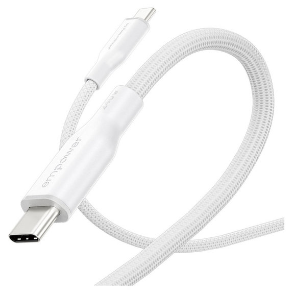 Καλώδιο USB-C, 240 W, Racing, 1,2 m, ασημί-λευκό, empower