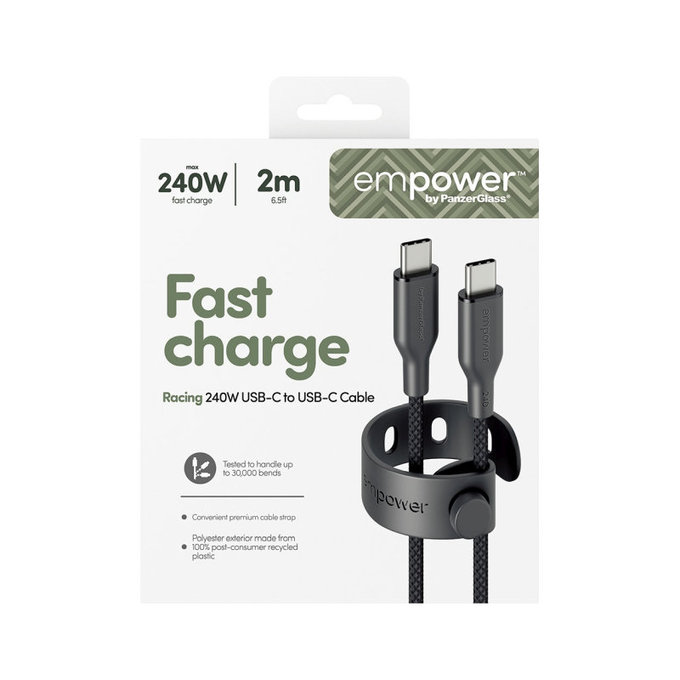 Καλώδιο USB-C, 240 W, Racing, 2 m, Space Black, empower