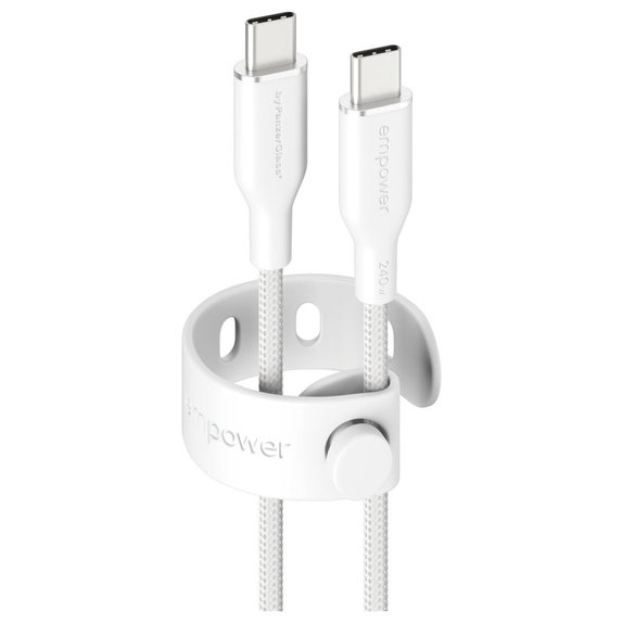 Καλώδιο USB-C, 240 W, Racing, 2 m, Ασημί-λευκό, empower