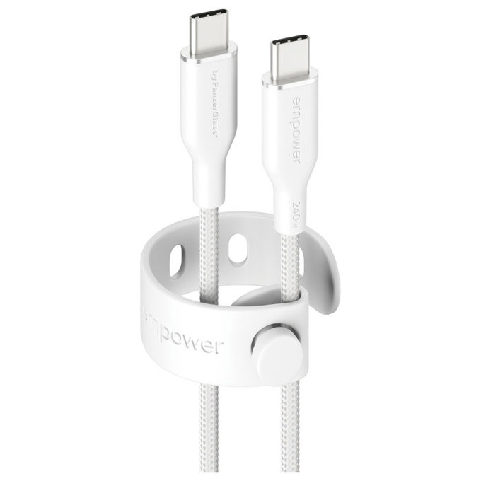 Καλώδιο USB-C, 240 W, Racing, 2 m, Ασημί-λευκό, empower