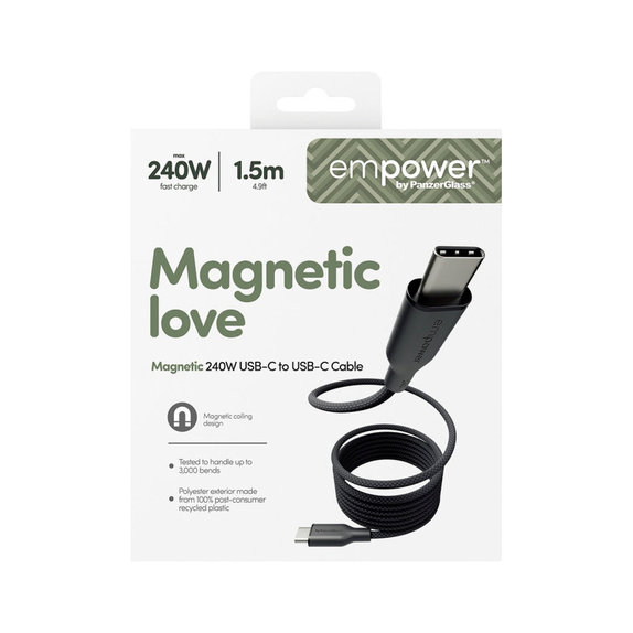 Καλώδιο USB-C, 240 W, Magnetic, 1, 5 m, Space Black, empower