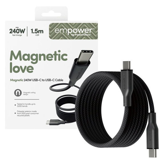 Καλώδιο USB-C, 240 W, Magnetic, 1, 5 m, Space Black, empower