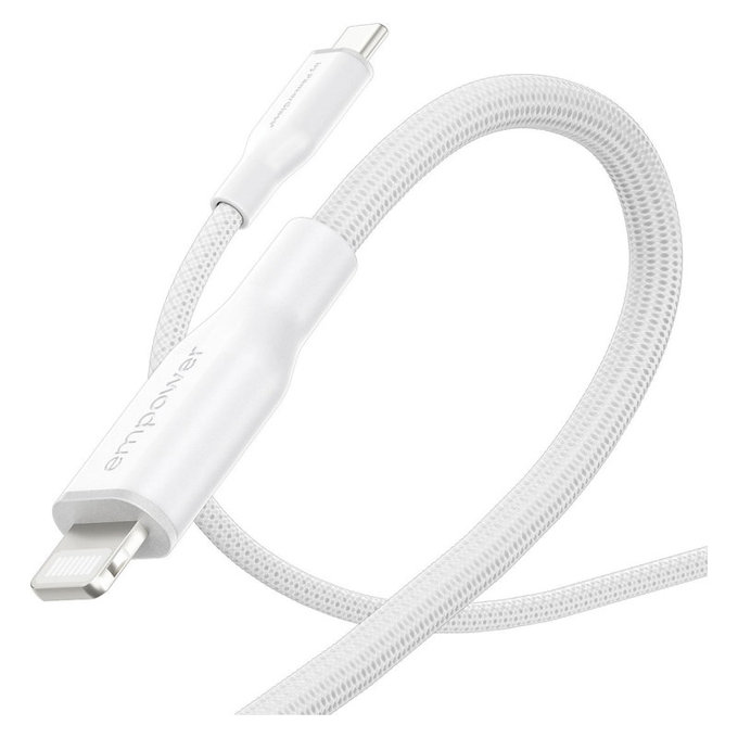 Καλώδιο USB-C/Lightning, 60 W, Racing, 1, 2 m, Ασημί-λευκό, empower