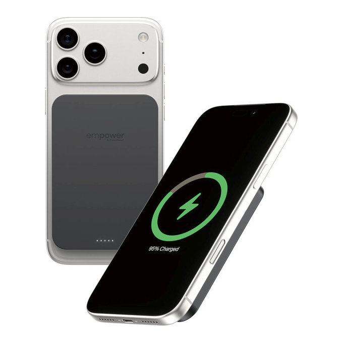 Ασύρματο PowerBank 5000 mAh, 20 W, συμβατό με MagSafe, Qi2/USB-C, Space Black, empower