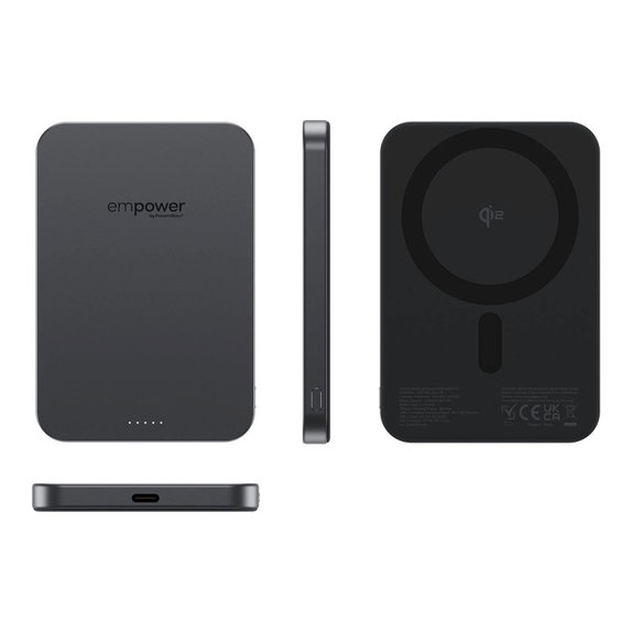 Ασύρματο PowerBank 5000 mAh, 20 W, συμβατό με MagSafe, Qi2/USB-C, Space Black, empower