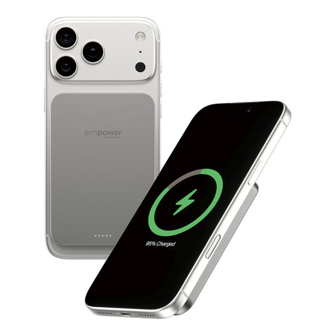 Ασύρματο PowerBank 5000 mAh, 20 W, συμβατό με MagSafe, Qi2/USB-C, Τιτάνιο, empower