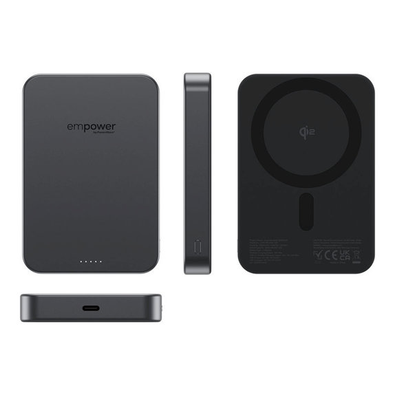 Ασύρματο PowerBank 10000 mAh, 20 W, συμβατό με MagSafe, Qi2/USB-C, Space Black, empower