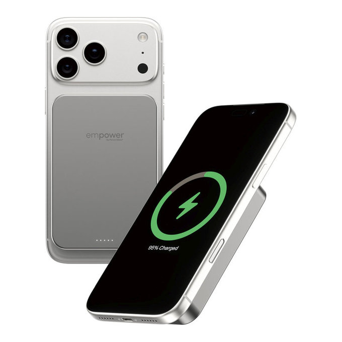 Ασύρματο PowerBank 10000 mAh, 20 W, συμβατό με MagSafe, Qi2/USB-C, Τιτάνιο, empower