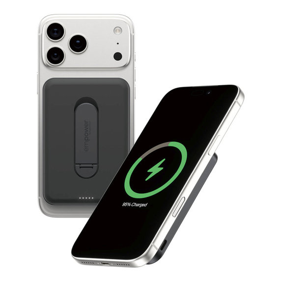 Ασύρματο PowerBank 5000 mAh με περιστρεφόμενη βάση, 20 W, συμβατό με MagSafe, Qi2/USB-C, Space Black, empower