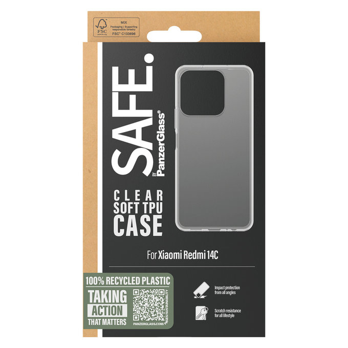 Θήκη TPU για Xiaomi Redmi 14C, Διάφανο, SAFE by PanzerGlass