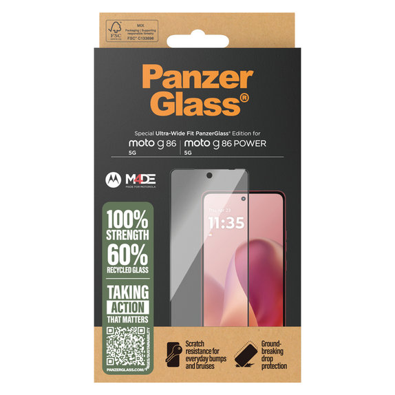 Σκληρυμένο γυαλί UWF για Motorola Moto G86 Power, Μαύρο, PanzerGlass
